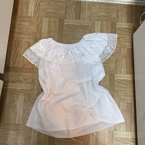 Soft blouse with lettuce hem on top very cute